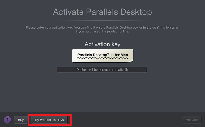 Parallels for mac free activation key